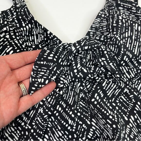 Swim Solutions Bow Front Swim dress black white - 8 - Picture 5 of 15